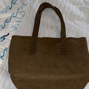 Dark green Suede Tote Bag